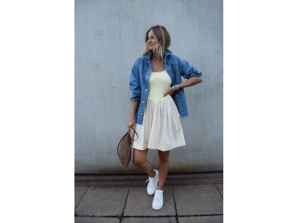 Rib and poplin MINI dress